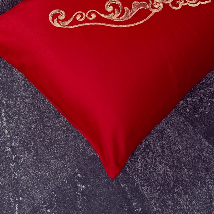 91家纺网 家纺一手货源 找家纺 （总）慕她家纺 慕她畅销款全棉纯棉婚庆四件套大红色刺绣结婚床上用品