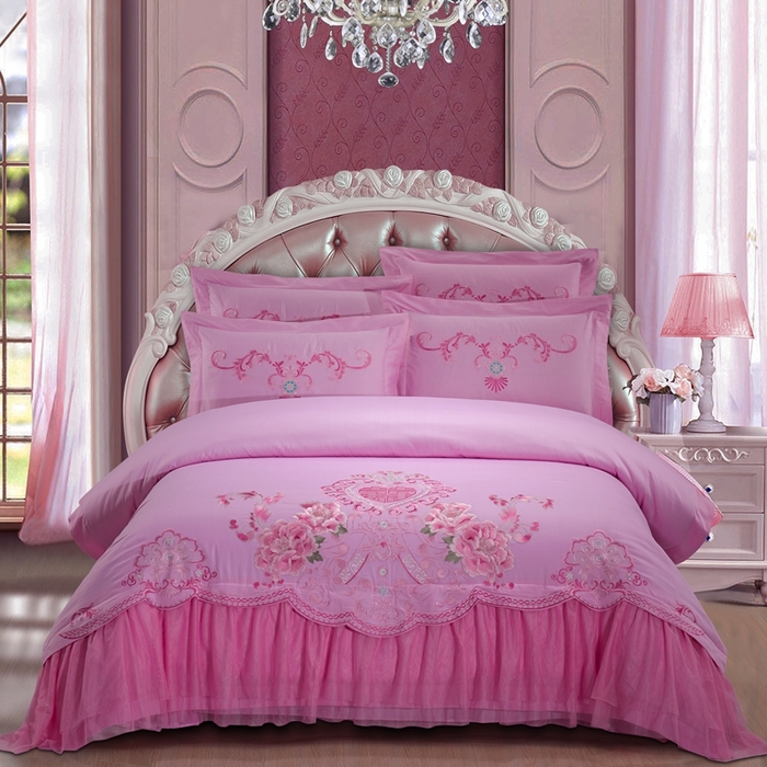 91家纺网 家纺一手货源 找家纺 （总）慕她家纺 慕她畅销款全棉纯棉婚庆四件套大红色刺绣结婚床上用品