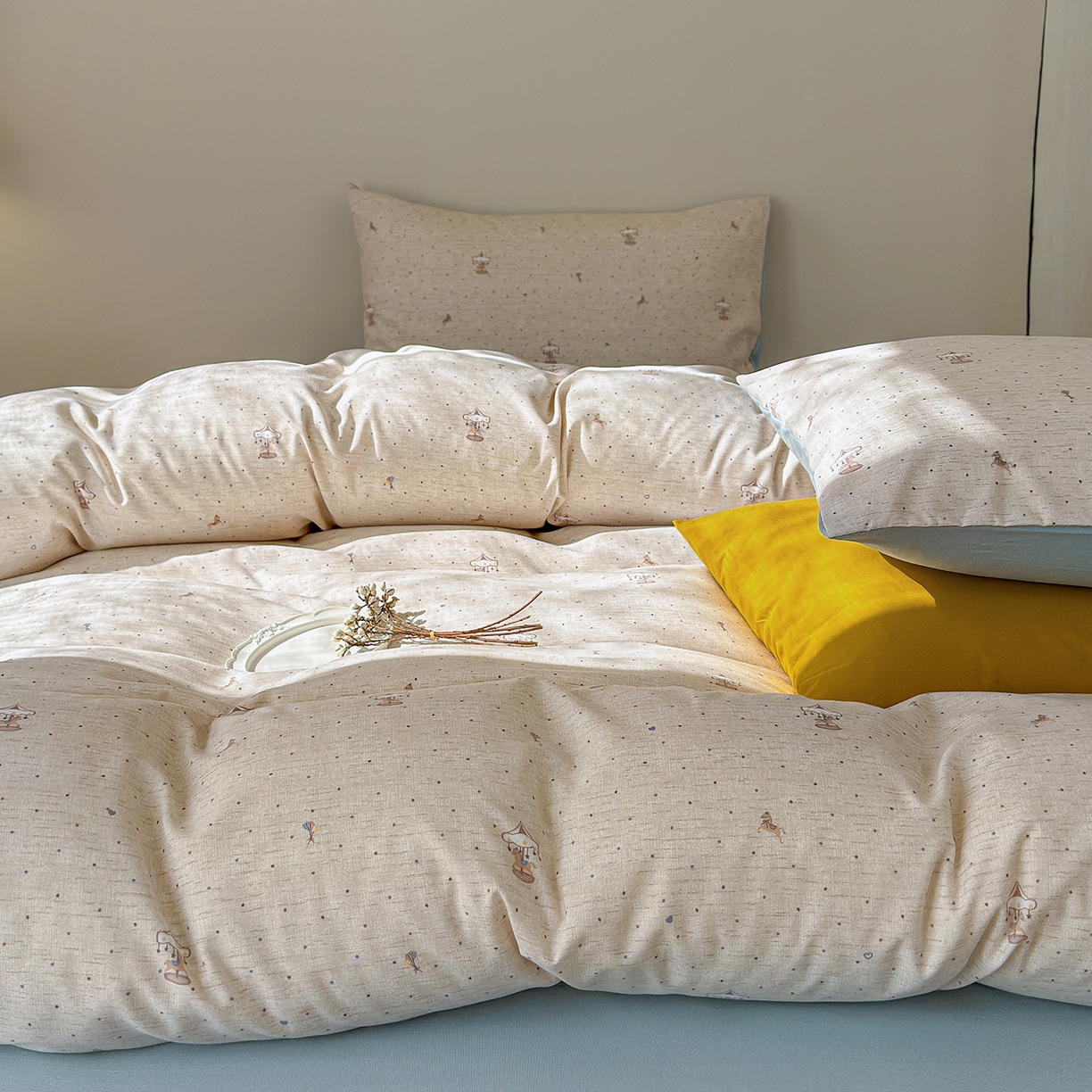 91家纺网 家纺一手货源 找家纺 （总）铺尚美家纺 2026春夏新品色织棉麻棉纱小露麻系列皱皱纱四件套