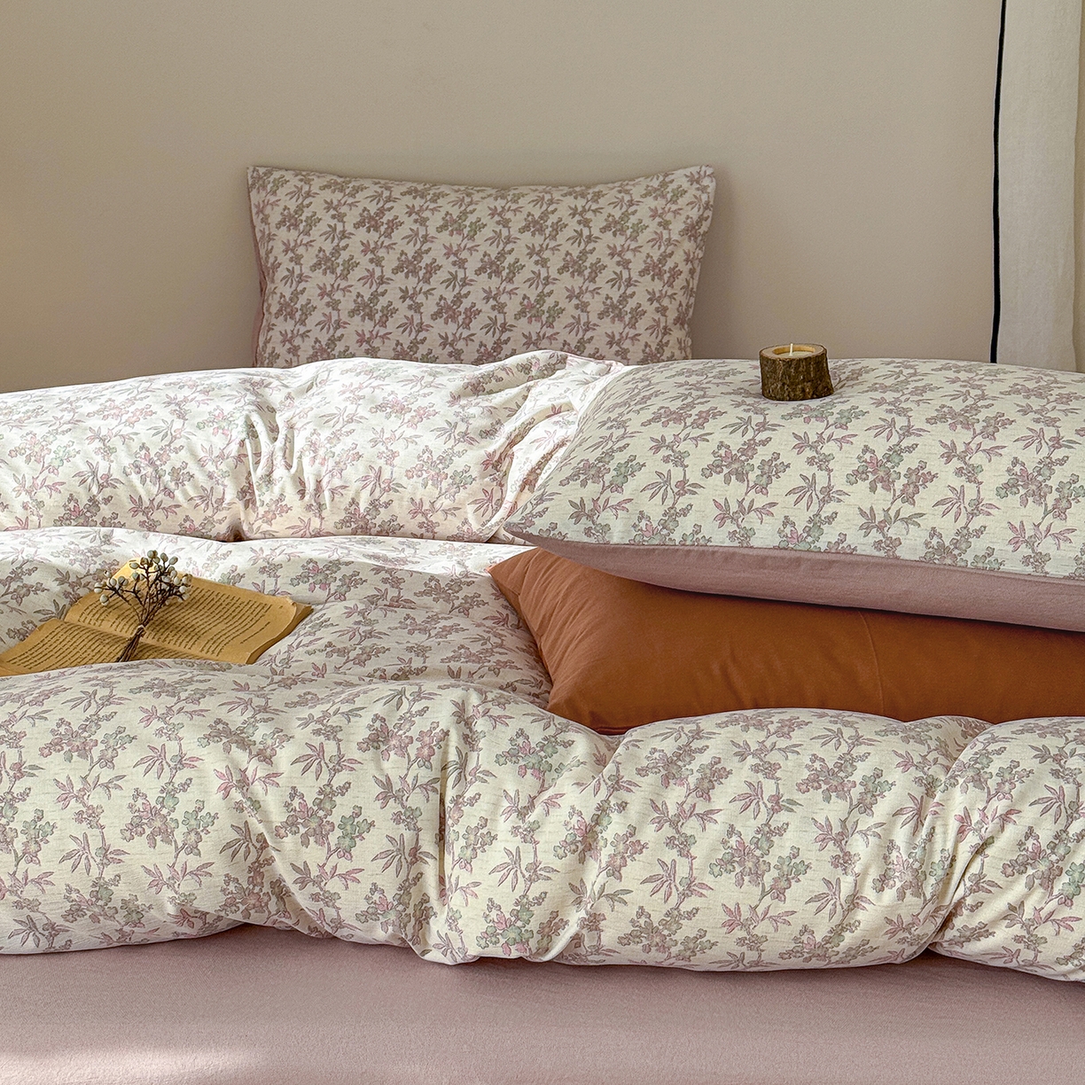 91家纺网 家纺一手货源 找家纺 （总）铺尚美家纺 2026春夏新品色织棉麻棉纱小露麻系列皱皱纱四件套