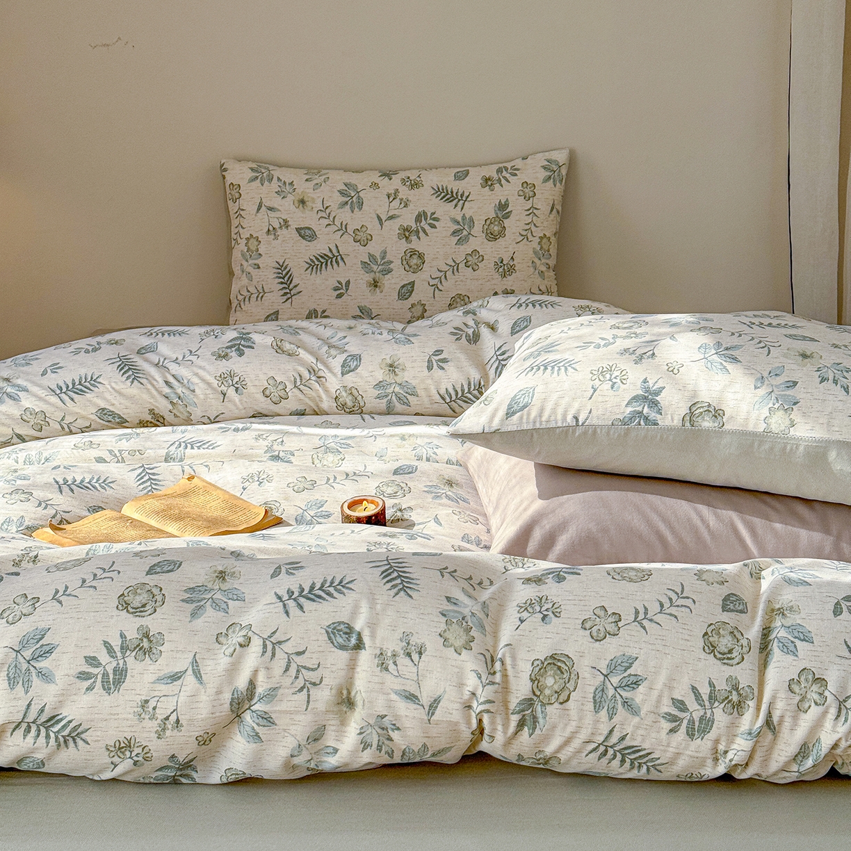 91家纺网 家纺一手货源 找家纺 （总）铺尚美家纺 2026春夏新品色织棉麻棉纱小露麻系列皱皱纱四件套