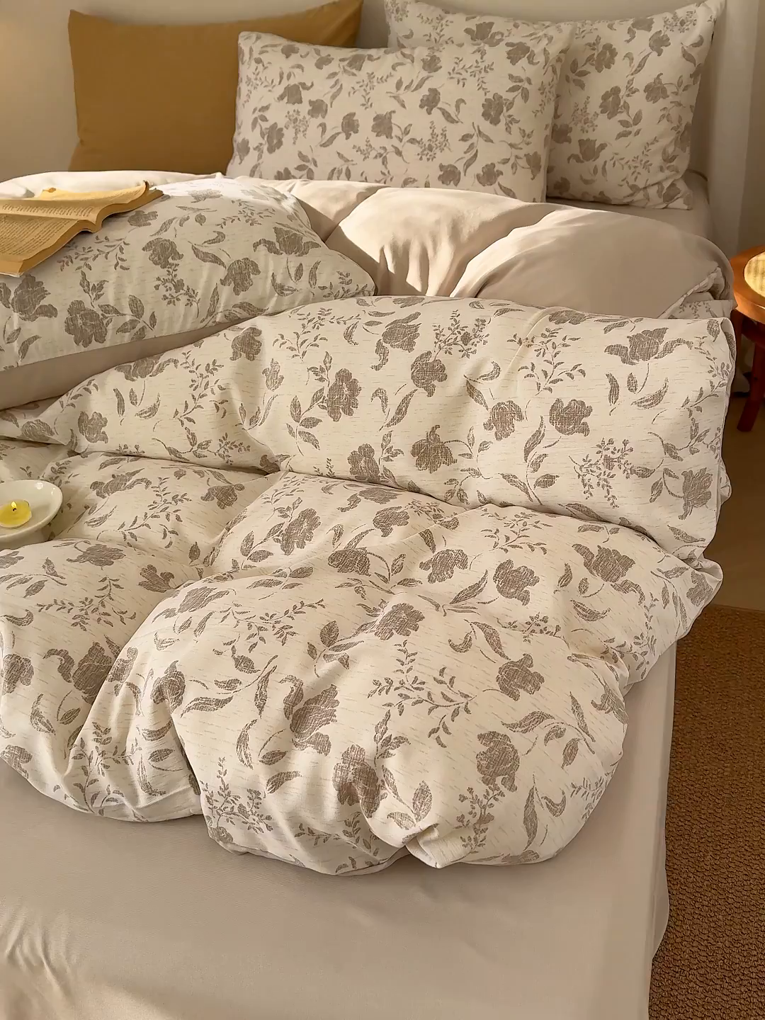 91家纺网 家纺一手货源 找家纺 铺尚美家纺 2026春夏新品色织棉麻棉纱小露麻系列皱皱纱四件套 素简