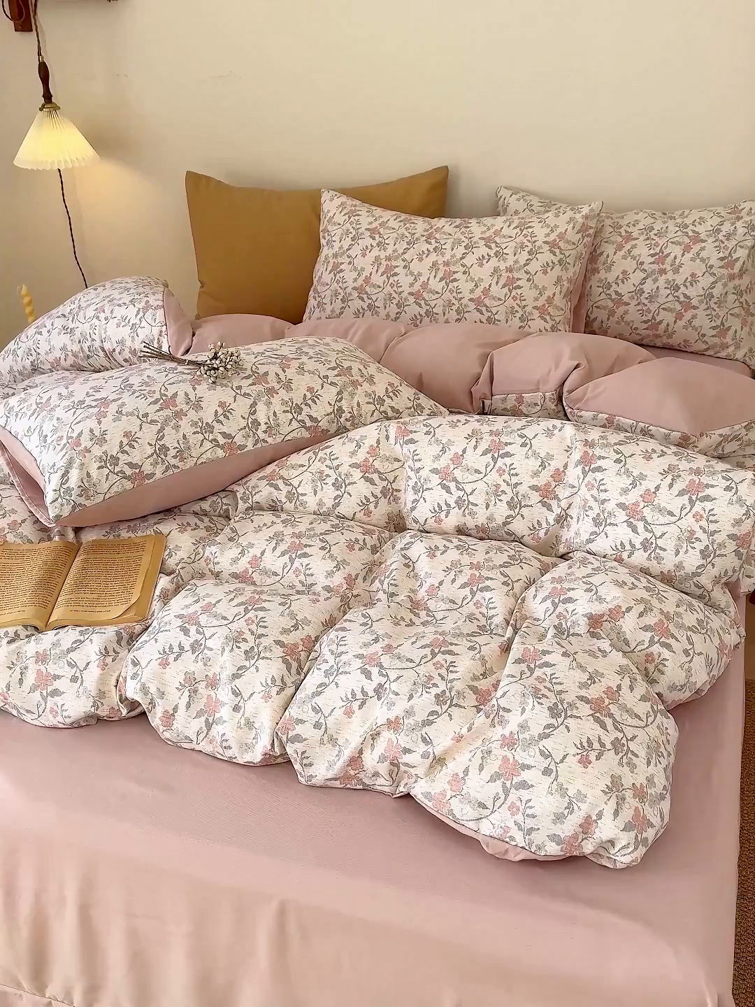 91家纺网 家纺一手货源 找家纺 铺尚美家纺 2026春夏新品色织棉麻棉纱小露麻系列皱皱纱四件套 花满庭