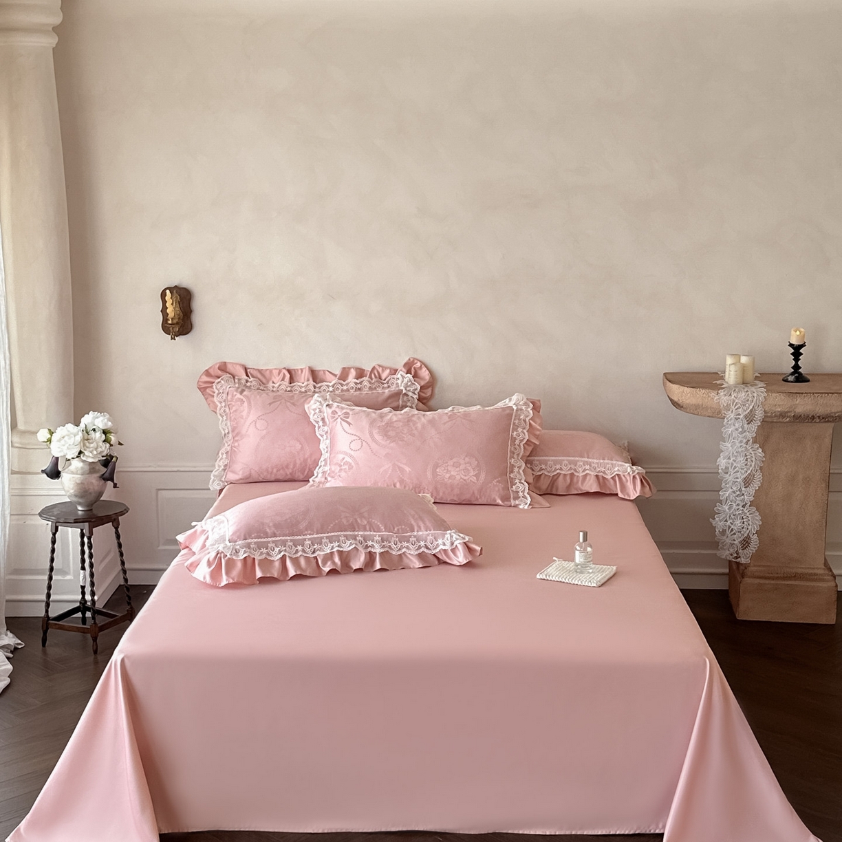 91家纺网 家纺一手货源 找家纺 （总）首尔家纺 2026新款花边夹棉床盖四件套厚织提花款系列-提供买家秀