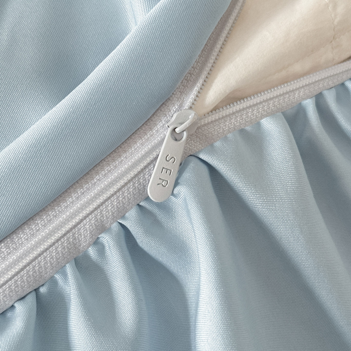 91家纺网 家纺一手货源 找家纺 首尔家纺 2026新款花边夹棉床盖四件套厚织提花款系列-提供买家秀 秘境-天蓝