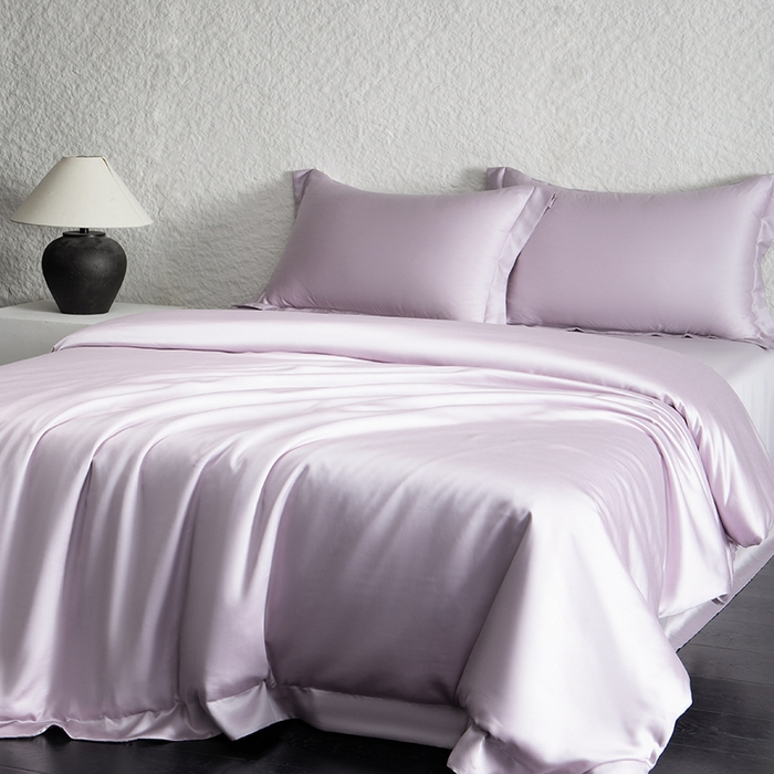 91家纺网 家纺一手货源 找家纺 618家纺 2026新款A类奥地利进口兰精天丝纯色四件套系列 天丝简约蓝莲紫