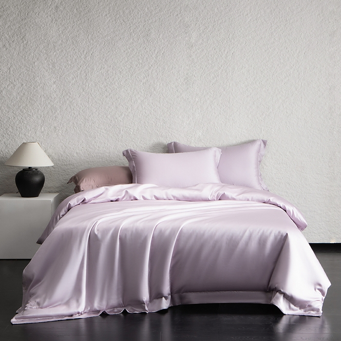 618家纺 2026新款A类奥地利进口兰精天丝纯色四件套系列 天丝简约蓝莲紫