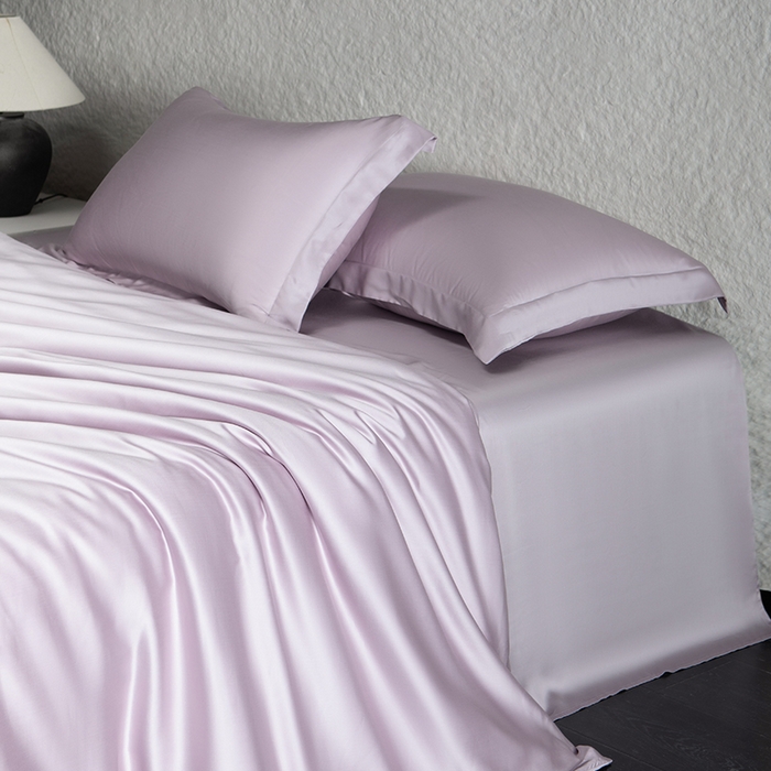 91家纺网 家纺一手货源 找家纺 618家纺 2026新款A类奥地利进口兰精天丝纯色四件套系列 天丝简约蓝莲紫