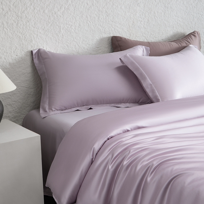 91家纺网 家纺一手货源 找家纺 618家纺 2026新款A类奥地利进口兰精天丝纯色四件套系列 天丝简约蓝莲紫