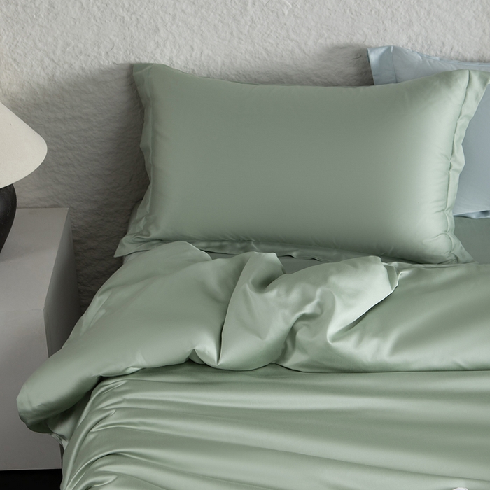 91家纺网 家纺一手货源 找家纺 618家纺 2026新款A类奥地利进口兰精天丝纯色四件套系列 天丝简约石墨绿