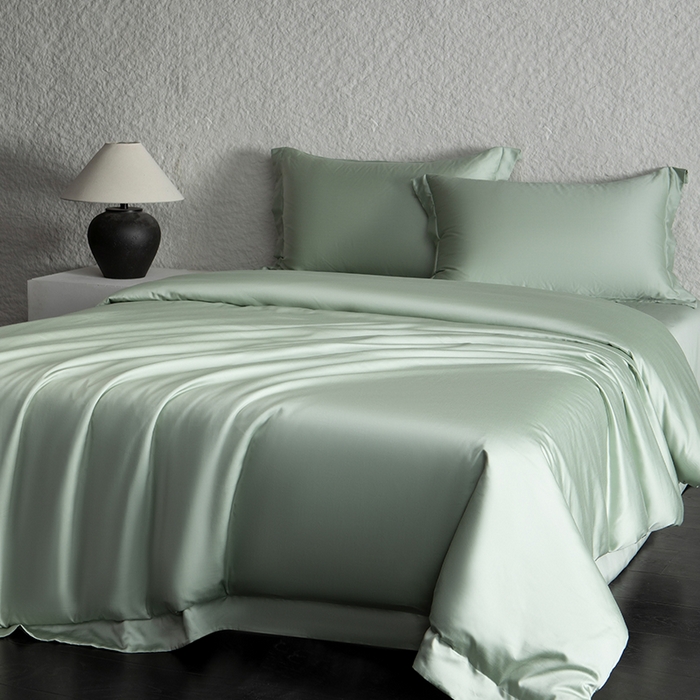 91家纺网 家纺一手货源 找家纺 618家纺 2026新款A类奥地利进口兰精天丝纯色四件套系列 天丝简约石墨绿