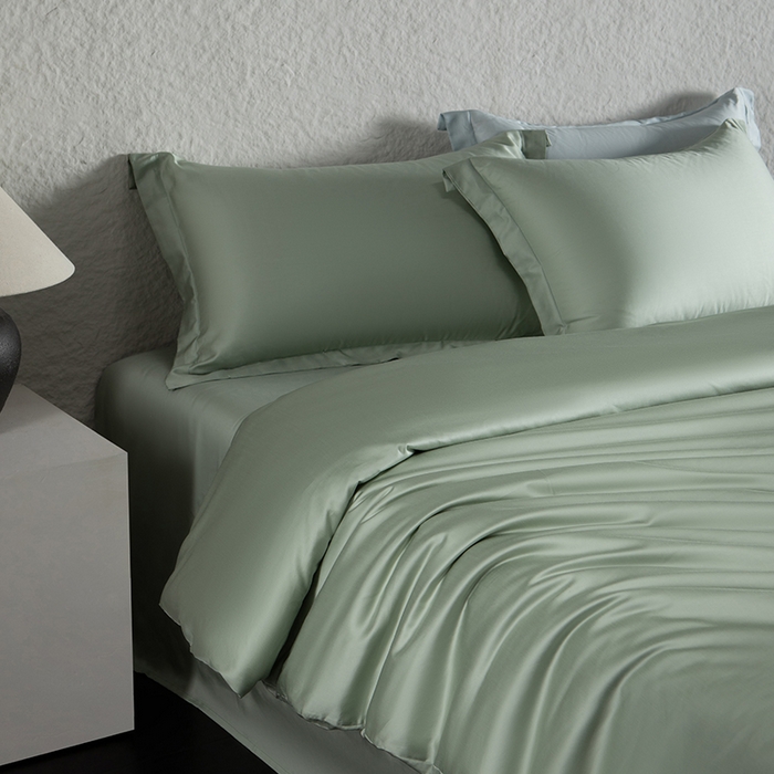 91家纺网 家纺一手货源 找家纺 618家纺 2026新款A类奥地利进口兰精天丝纯色四件套系列 天丝简约石墨绿