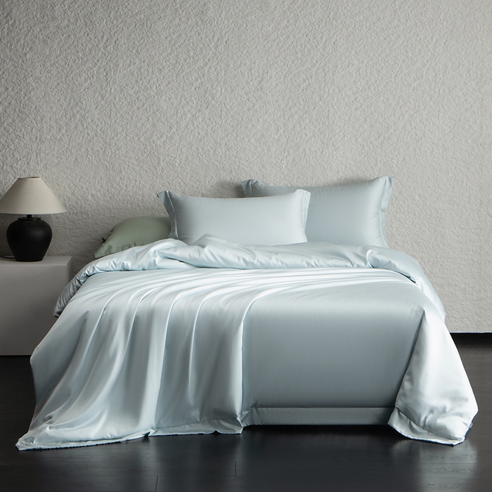 618家纺 2026新款A类奥地利进口兰精天丝纯色四件套系列 天丝简约夏莎兰