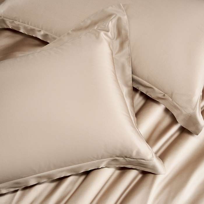 91家纺网 家纺一手货源 找家纺 618家纺 2026新款A类奥地利进口兰精天丝纯色四件套系列 天丝简约香槟金