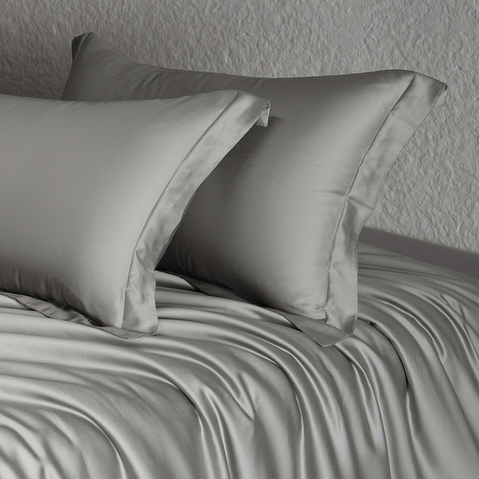 91家纺网 家纺一手货源 找家纺 618家纺 2026新款A类奥地利进口兰精天丝纯色四件套系列 天丝简约雅士灰