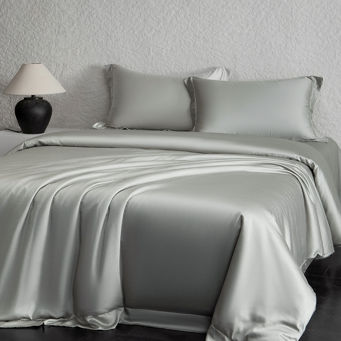 91家纺网 家纺一手货源 找家纺 618家纺 2026新款A类奥地利进口兰精天丝纯色四件套系列 天丝简约雅士灰