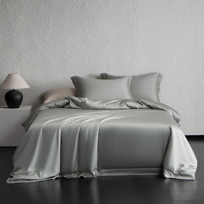 618家纺 2026新款A类奥地利进口兰精天丝纯色四件套系列 天丝简约雅士灰