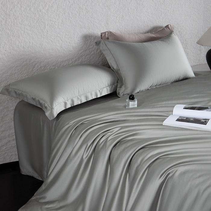 91家纺网 家纺一手货源 找家纺 618家纺 2026新款A类奥地利进口兰精天丝纯色四件套系列 天丝简约雅士灰