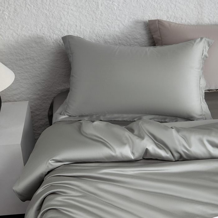 91家纺网 家纺一手货源 找家纺 618家纺 2026新款A类奥地利进口兰精天丝纯色四件套系列 天丝简约雅士灰