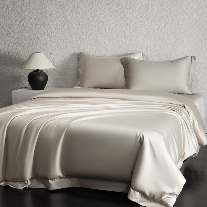 91家纺网 家纺一手货源 找家纺 618家纺 2026新款A类奥地利进口兰精天丝纯色四件套系列 天丝简约椰子灰