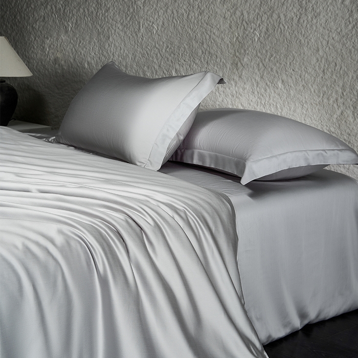 91家纺网 家纺一手货源 找家纺 618家纺 2026新款A类奥地利进口兰精天丝纯色四件套系列 天丝简约银河灰