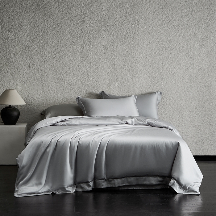 618家纺 2026新款A类奥地利进口兰精天丝纯色四件套系列 天丝简约银河灰