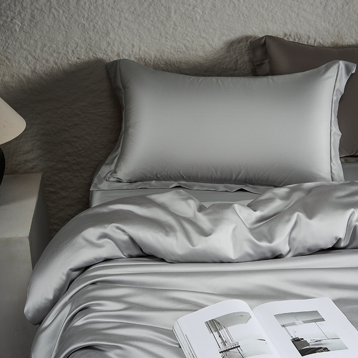 91家纺网 家纺一手货源 找家纺 618家纺 2026新款A类奥地利进口兰精天丝纯色四件套系列 天丝简约银河灰