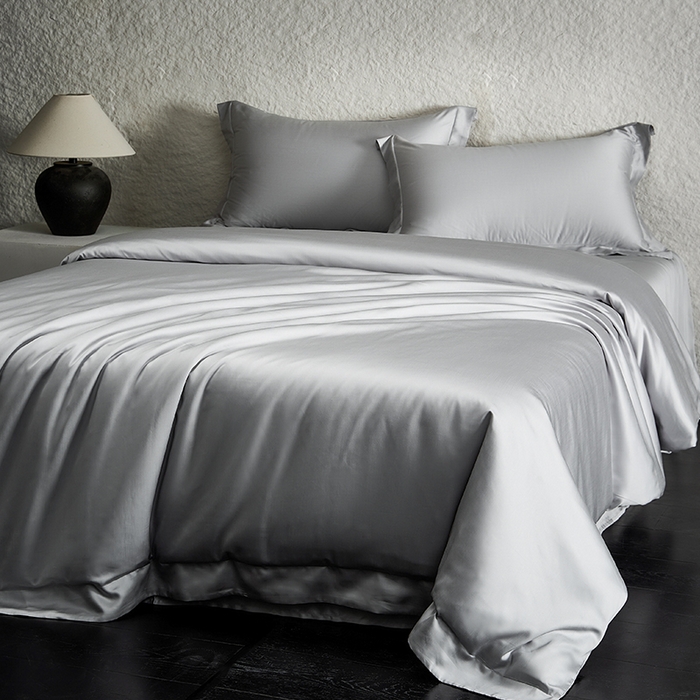 91家纺网 家纺一手货源 找家纺 618家纺 2026新款A类奥地利进口兰精天丝纯色四件套系列 天丝简约银河灰