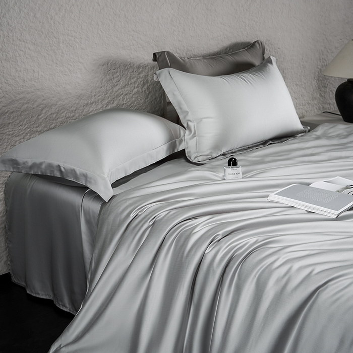 91家纺网 家纺一手货源 找家纺 618家纺 2026新款A类奥地利进口兰精天丝纯色四件套系列 天丝简约银河灰