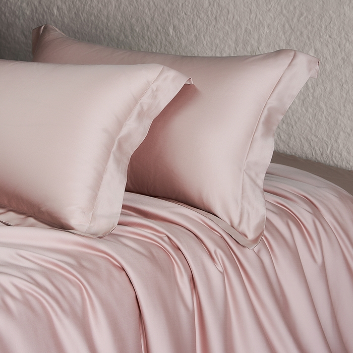 91家纺网 家纺一手货源 找家纺 618家纺 2026新款A类奥地利进口兰精天丝纯色四件套系列 天丝简约樱花粉