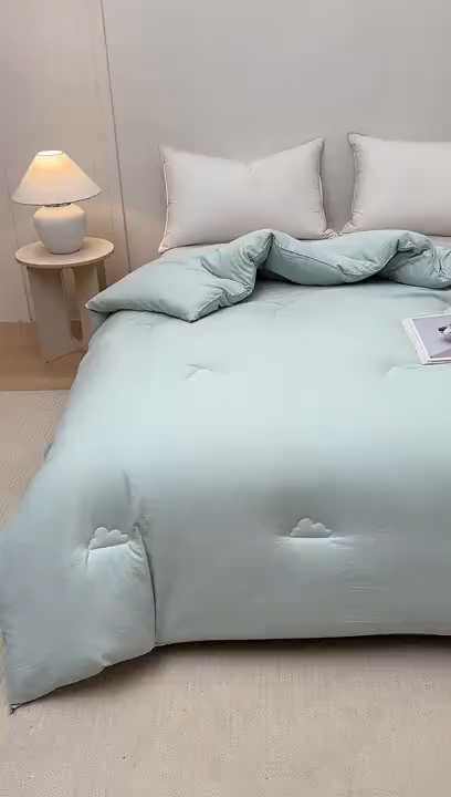 91家纺网 家纺一手货源 找家纺 犇牛仓储供应链 2026新款双层纱大豆纤维被冬被夏被儿童被被子被芯 薄荷绿