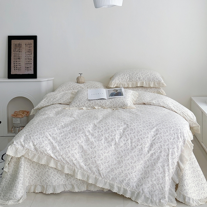 91家纺网 家纺一手货源 找家纺 （总）佰织鑫家居 2026新款全棉法式砂洗棉花床盖款被套四件套