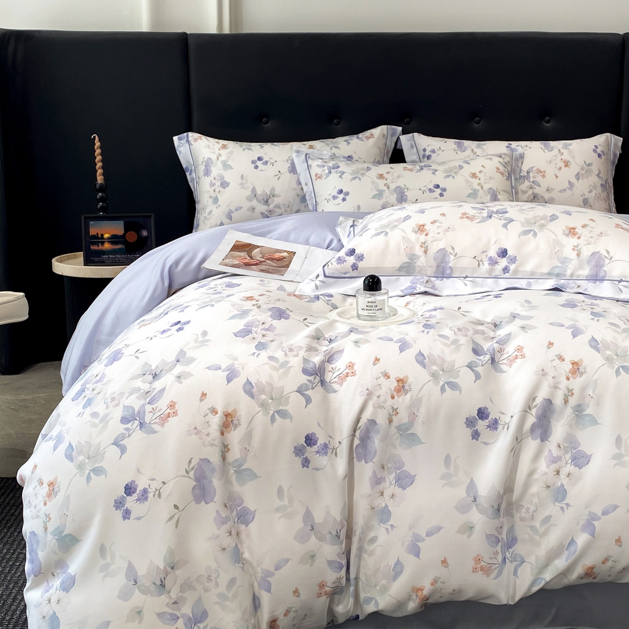 91家纺网 家纺一手货源 找家纺 启航家居 2026新款春夏天丝莱赛尔数码印花四件套 花颜外兰