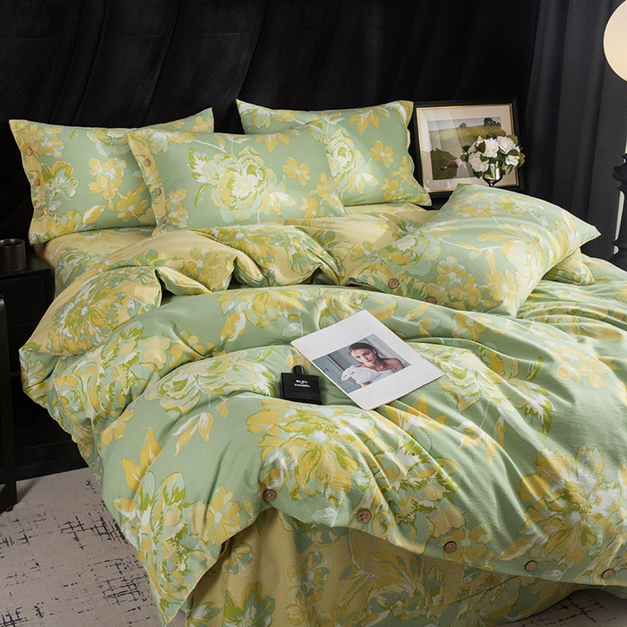 91家纺网 家纺一手货源 找家纺 （总）库里梦家纺 2026春夏新款直播专供爆款色织复古双层纱四件套