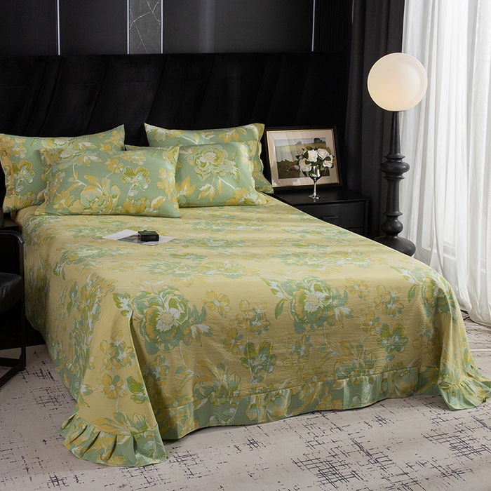 91家纺网 家纺一手货源 找家纺 （总）库里梦家纺 2026春夏新款直播专供爆款色织复古双层纱四件套