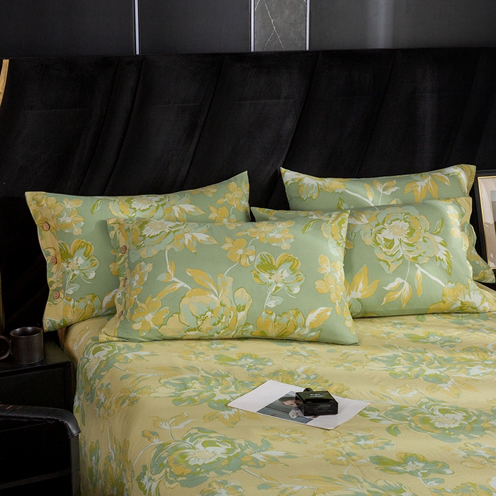 91家纺网 家纺一手货源 找家纺 （总）库里梦家纺 2026春夏新款直播专供爆款色织复古双层纱四件套