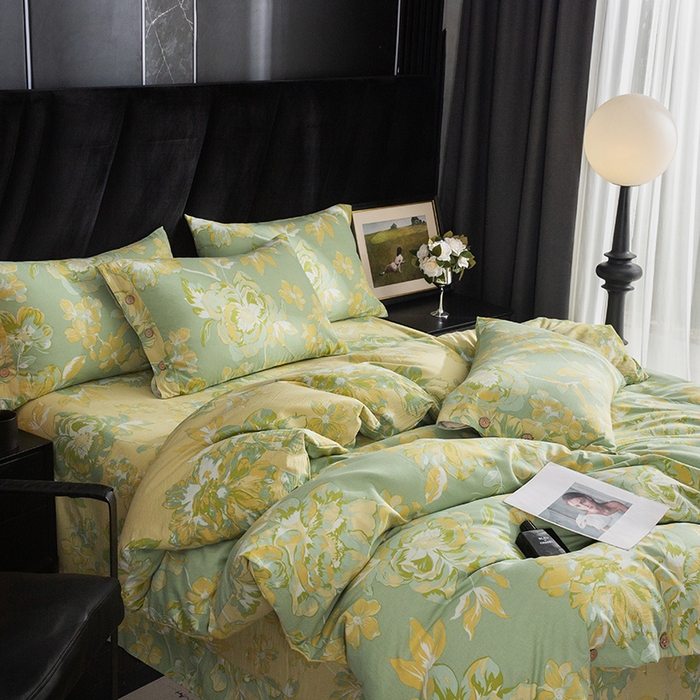 91家纺网 家纺一手货源 找家纺 （总）库里梦家纺 2026春夏新款直播专供爆款色织复古双层纱四件套