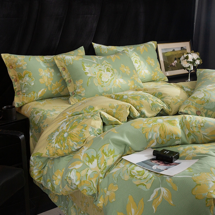 91家纺网 家纺一手货源 找家纺 （总）库里梦家纺 2026春夏新款直播专供爆款色织复古双层纱四件套