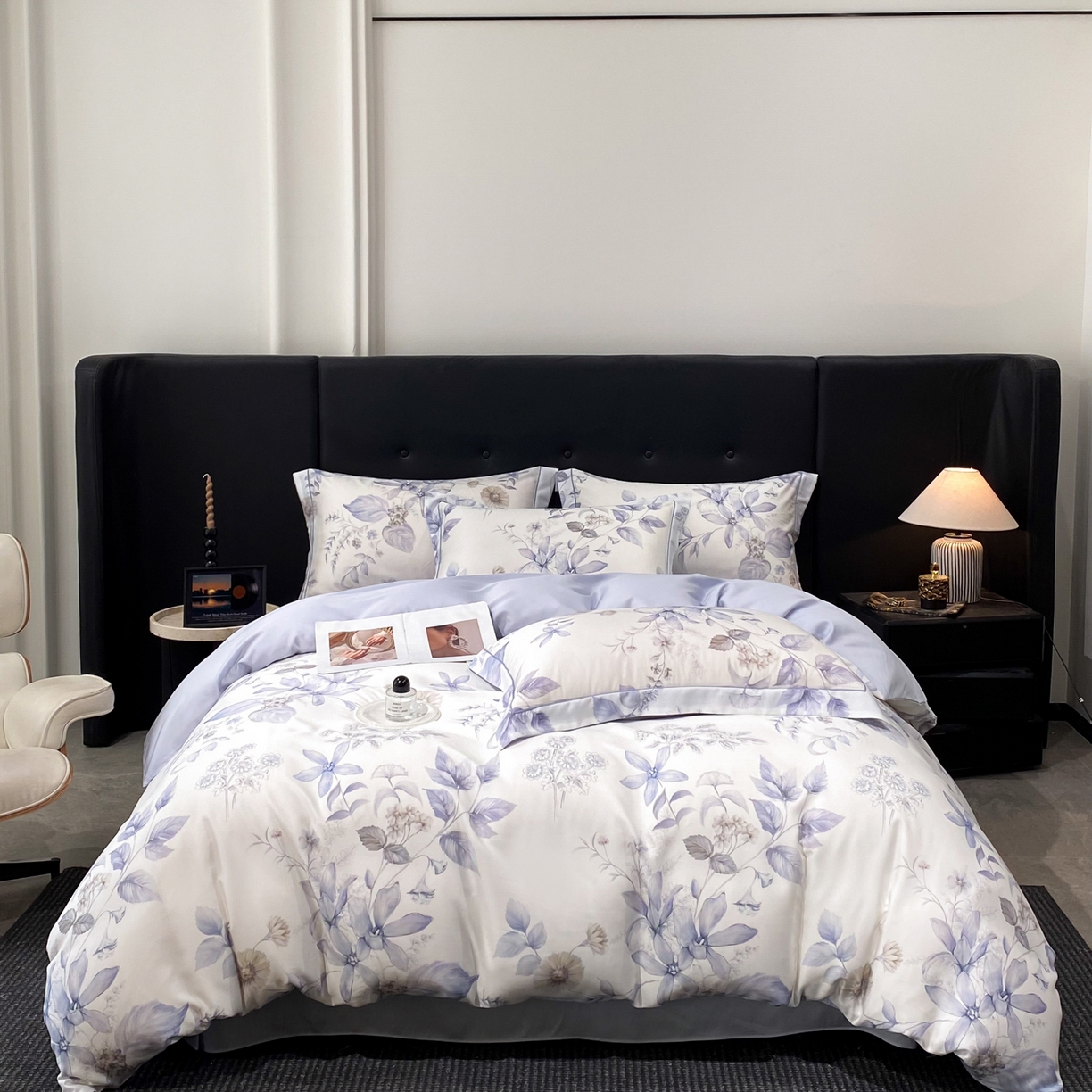 91家纺网 家纺一手货源 找家纺 启航家居 2026新款春夏天丝莱赛尔数码印花四件套 春溢然兰