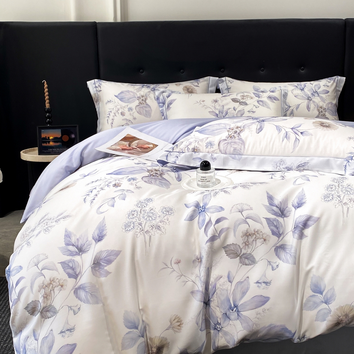 91家纺网 家纺一手货源 找家纺 启航家居 2026新款春夏天丝莱赛尔数码印花四件套 春溢然兰