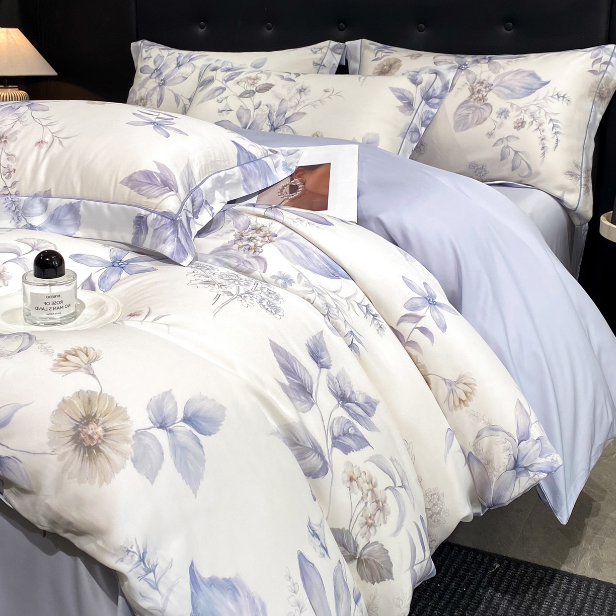 启航家居 2026新款春夏天丝莱赛尔数码印花四件套 春溢然兰