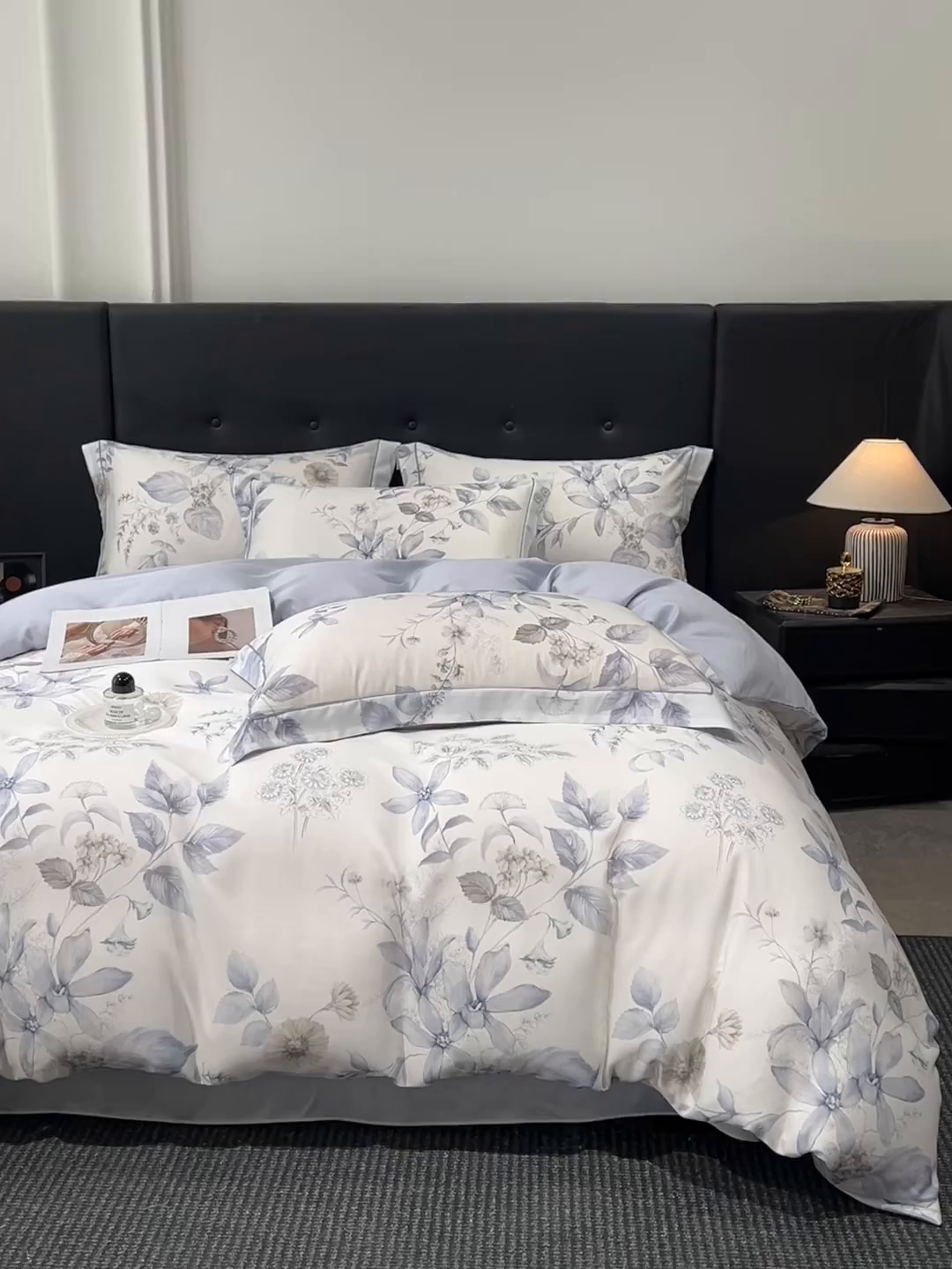 91家纺网 家纺一手货源 找家纺 启航家居 2026新款春夏天丝莱赛尔数码印花四件套 春溢然兰