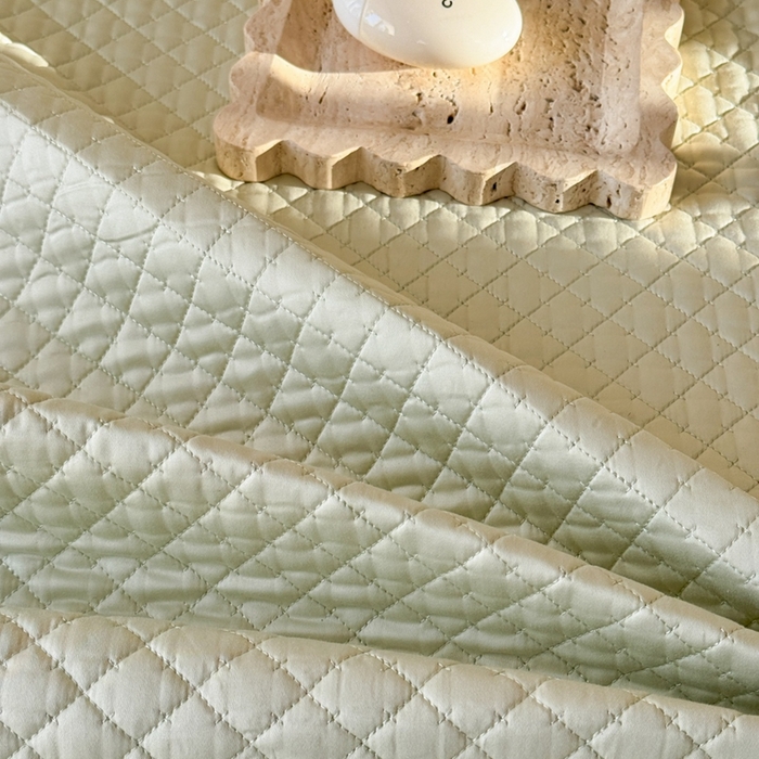 91家纺网 家纺一手货源 找家纺 法芙娜家纺 2026新款100S长绒棉床盖三件套 绿