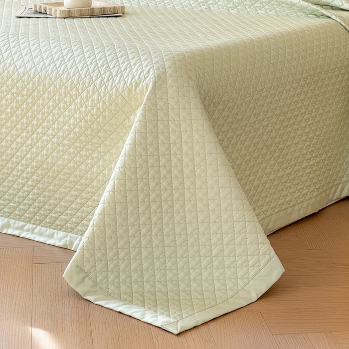 91家纺网 家纺一手货源 找家纺 法芙娜家纺 2026新款100S长绒棉床盖三件套 绿