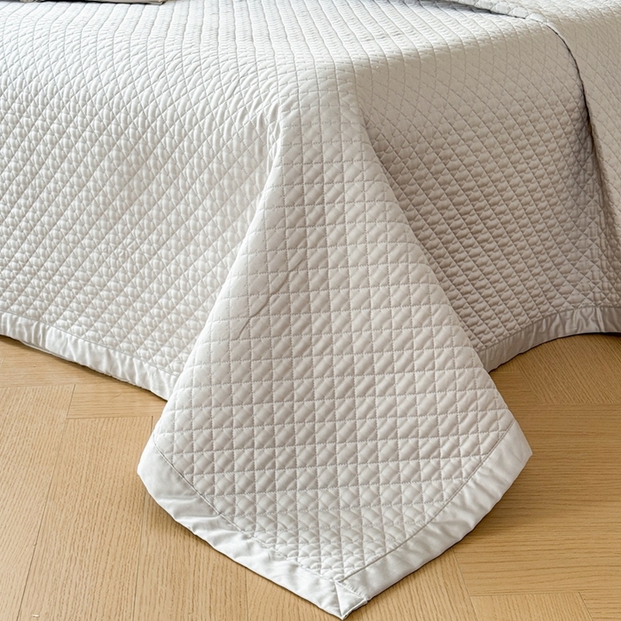 91家纺网 家纺一手货源 找家纺 法芙娜家纺 2026新款100S长绒棉床盖三件套 浅灰