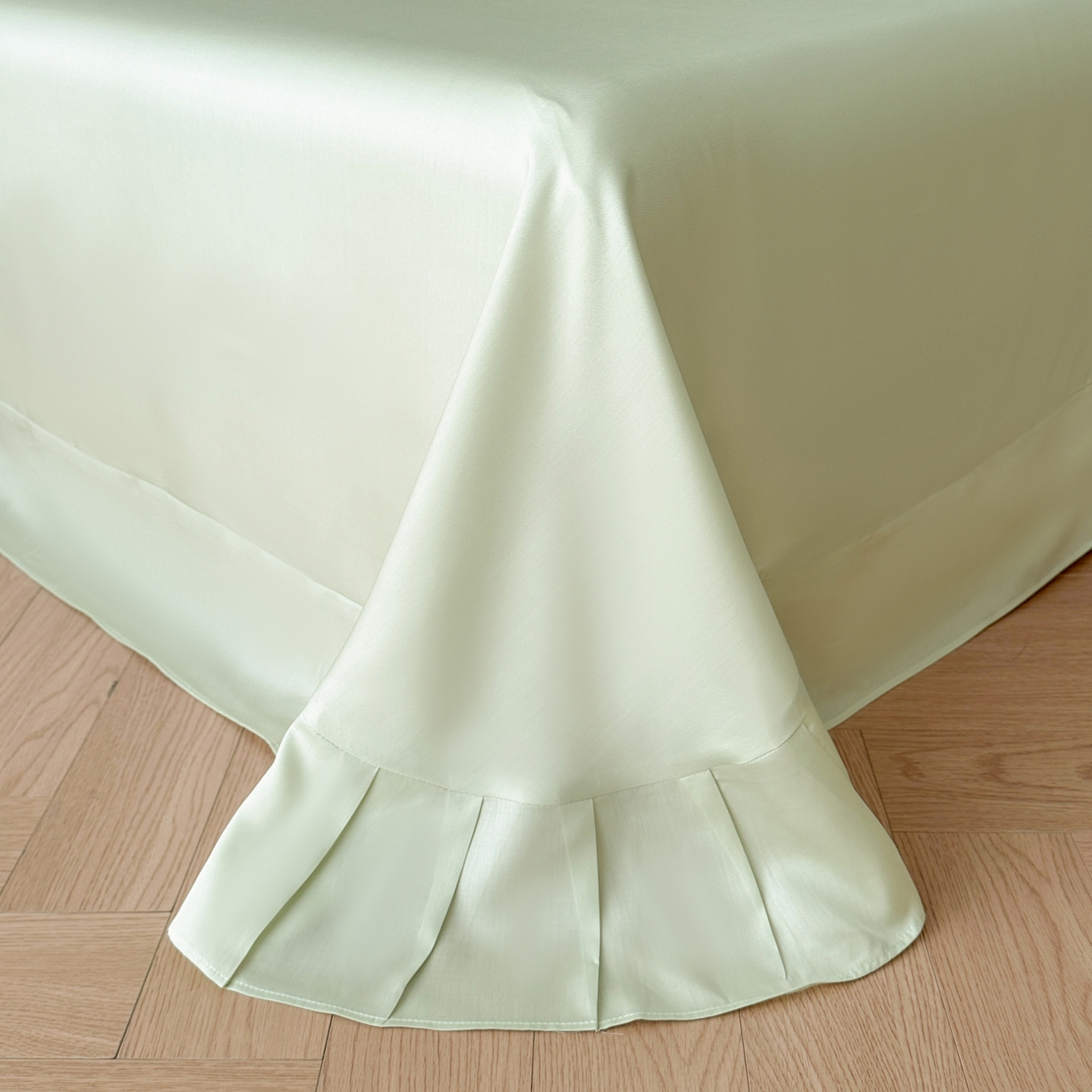 91家纺网 家纺一手货源 找家纺 启航家居 2026新款春夏天丝莱赛尔数码印花四件套 烟花间绿