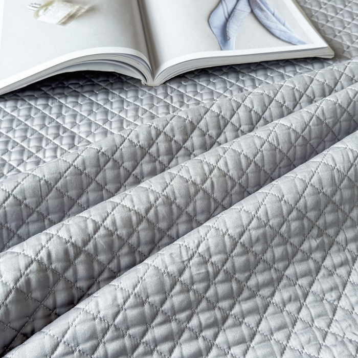 91家纺网 家纺一手货源 找家纺 法芙娜家纺 2026新款100S长绒棉床盖三件套 深灰