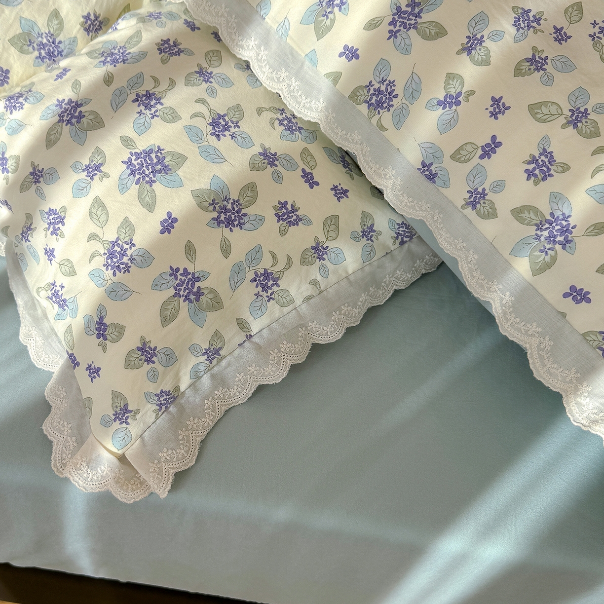 91家纺网 家纺一手货源 找家纺 铺尚美家纺 2026新款田园韩版花边款小碎花古法水洗仿棉A类云感棉四件套 绿野仙踪