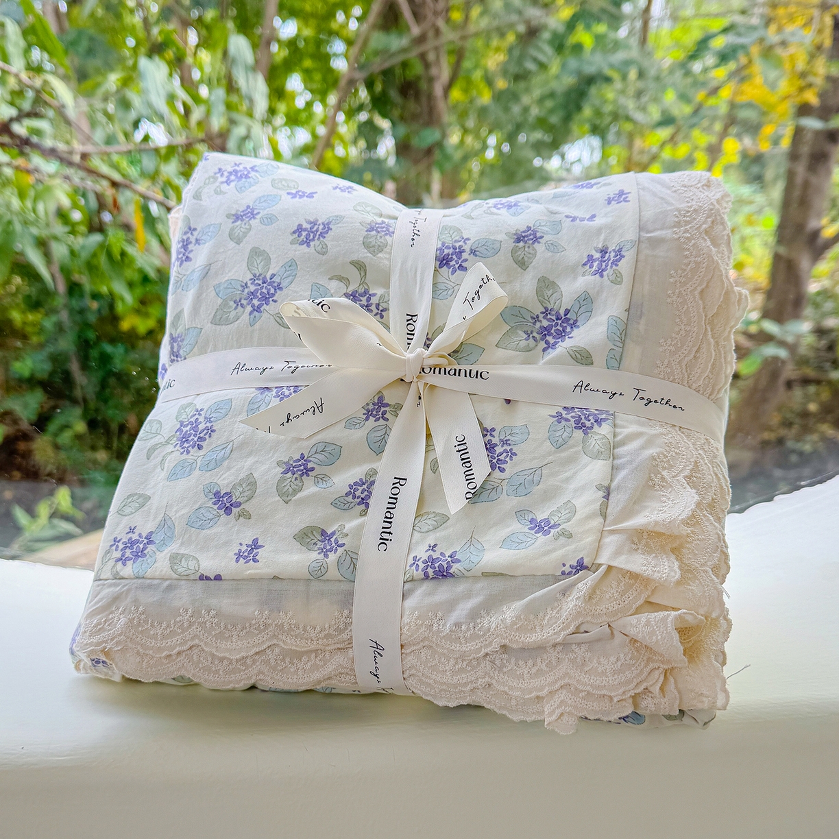 91家纺网 家纺一手货源 找家纺 铺尚美家纺 2026新款田园韩版花边款小碎花古法水洗仿棉A类云感棉四件套 绿野仙踪