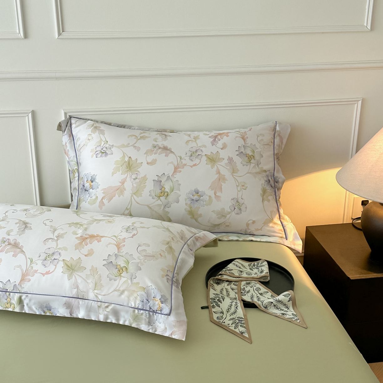 91家纺网 家纺一手货源 找家纺 启航家居 2026新款春夏天丝莱赛尔数码印花四件套 樱岛春漫粉